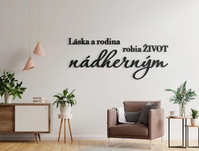 drevko Drevený citát na stenu o láske a rodine Rozmer obrazu: 35,5 x 86 cm, Farba dekorácie: Čierna