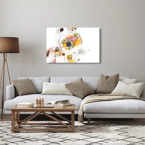 Obraz tanierov s ovocím na stole (90x60 cm)