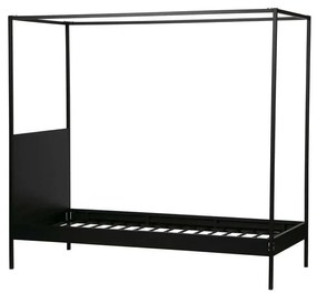 Čierna kovová jednolôžková posteľ s roštom 90x200 cm Dani – WOOOD