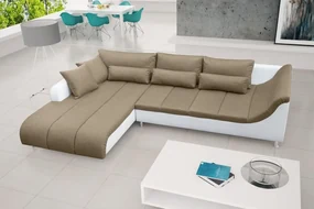 LOFT rohová sedacia súprava, Ľavá, biela/béžová (soft 17/inari 23)