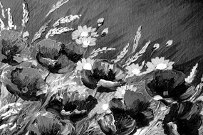 Obraz maľované poľné maky v čiernobielom prevedení - 90x60