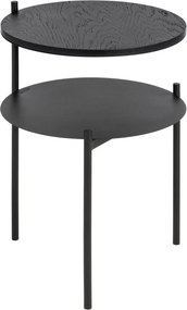 Čierny nočný stolík s doskou v dubovom dekore Tu – noo.ma