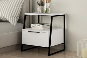 Hanah Home -  Bočný odkladací stolík PAL 50 cm, MDF, biely