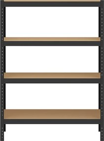 Regál 150x70x30 cm lakovaný 4-policový, nosnosť 700 kg - čierny