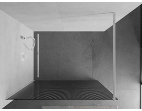 Mexen Kioto, sprchová zástena 100 x 200 cm, 8mm sklo s rebrovým vzorom, biely profil, 800-100-101-20-09