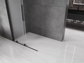 Mexen Velar, sprchová zástena s posuvnými dverami Walk-in 80 x 200 cm, 8mm sklo námraza, čierna matná, 871-080-000-33-70