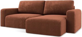 Ženilková rozkladacia/s úložným priestorom rohová pohovka v terakotovej farbe (pravý roh/s leňoškou) Kona – Makamii