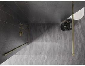 Mexen Kioto-X, sprchová zástena 130 x 200 cm, 10mm číre sklo, zlatý lesklý profil, 800-130-101-50-00-X