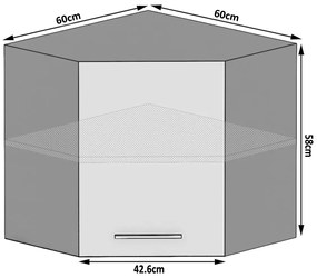 Kuchynská skrinka Belini horná rohová 60 cm dub wotan  TOR SGN60/2/WT/DW/0/B1