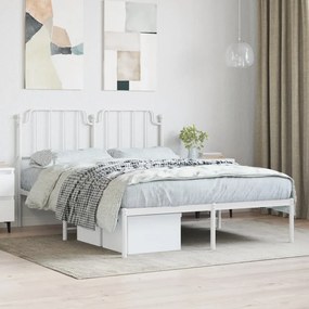 Kovový rám postele s čelom biely 140x200 cm 373937