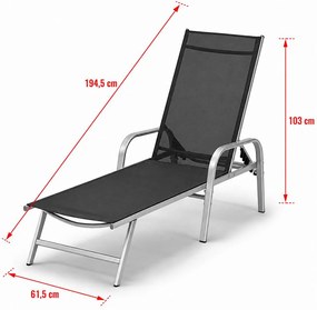Polohovateľné relaxačné lehátko Avenberg MARGARITA čierna/strieborná