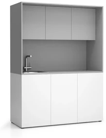 PLAN Kuchynka NIKA s drezom a batériou 1481 x 600 x 2000 mm, sivá, ľavé
