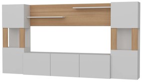 Obývacia stena Loreena (biela + teak) . Vlastná spoľahlivá doprava až k Vám domov. 1102294