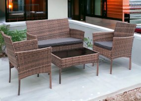 Elegantná ratanová záhradná sedacia súprava so stolom