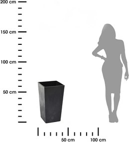 PLASTOVÝ KVETINÁČ PORTO 57X29X29 CM IMITÁCIA BETÓNU ČIERNA