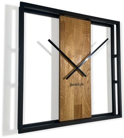 Dekorstudio Kovové hodiny s dubovým drevom LOFT SQUARE