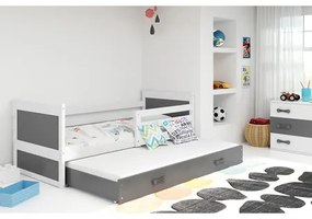 Detská posteľ s výsuvnou posteľou RICO 190x80 cm Šedá Biela