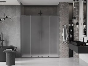 Mexen Velar L Duo, posuvné sprchové dvere do otvoru 170 cm, 8mm sklo námraza, brúsený grafit, 871-170-003-32-95