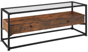tectake 404692 televízny stolík maidenhead 121,5x41,5x50,5cm - industriálne drevo tmavé, rustikálne