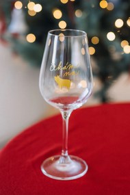 Bella Rose Pohár na víno Čakám na zlaté prasiatko + vianočná krabička CZ