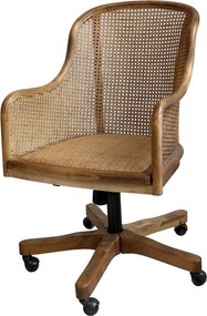 Antik drevená stolička s výpletom a opierkami na kolieskach Old French chair - 62*62*92 cm