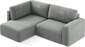 Sivá ženilková rozkladacia/s úložným priestorom rohová pohovka (ľavý roh/do L) Kona – Makamii