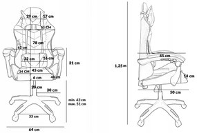 Herní židle SPORT s masážní funkcí KG108 růžovo-bílá