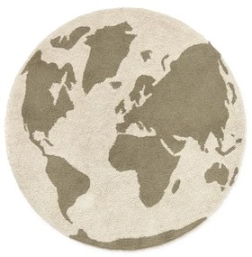 Zelený/krémový prateľný/ručne tkaný bavlnený detský koberec ø120 cm World Map – Lorena Canals