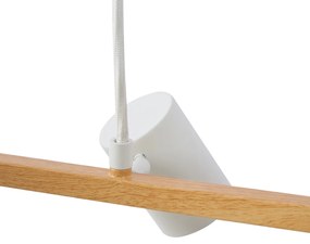 Moderné závesné svietidlo s potlačou dreva biele 6-svetiel - Jeana Straight