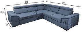 Univerzálna rohová rozkladacia sedacia súprava s úložným priestorom GRANADA modrá