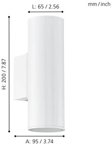 Eglo 94101 - LED vonkajšie osvetlenie RIGA 2xGU10/3W/230V