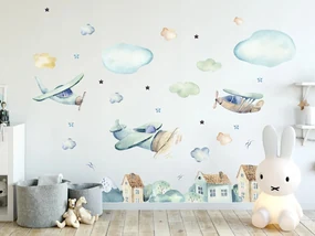 Vulpi Detské samolepky na stenu Air Transport 100x55 cm