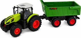 LEAN Toys Poľnohospodársky traktor s vyklápacím prívesom, diaľkovo ovládaný RC, so svetlami, mierka 1:24