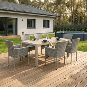 Autronic BONTEC Záhradná stolička, kov, polyratan, šedá, AZC-S2118 GREY Farba: Šedá