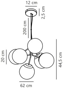 Nordlux - Luster na lanku IVONA 6xE27/28W/230V zlatá