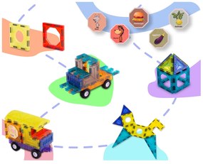 Vzdelávacie stavebné magnetické bloky 71 ks RK-782 Ricokids