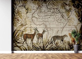 Gario Fototapeta Mapa a divoké zvieratá - Andrea Haase Materiál: Vliesová, Rozmery: 100 x 70 cm