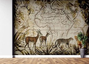 Gario Fototapeta Mapa a divoké zvieratá - Andrea Haase Materiál: Vliesová, Rozmery: 200 x 140 cm