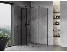 Mexen Mist T, sprchový kút s krídlovými dverami, 70 x 110 cm, 8mm číre sklo, čierny profil, 8A4T-070-110-70-00