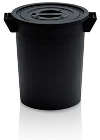 Plastová nádoba s vekom, 50 l, regranulát, čierna