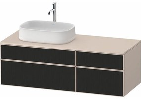 DURAVIT Zencha závesná skrinka pod umývadlo na dosku (umývadlo vľavo), 4 zásuvky, 1300 x 550 x 442 mm, čierna líniová štruktúra/taupe super matná, ZE4826063830000