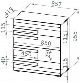 Komoda SARPA 96x86 cm biela/hnedá