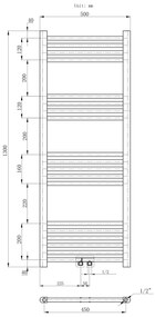 Erga Simple, vykurovacie teleso 1300x500 mm, 519 W, čierna, ERG-LAV-SIMP-13050-BK