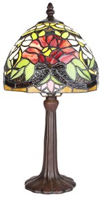 Farebná stolná lampa Tiffany s kvetmi - Ø 20*36 cm E14/max 1*25W