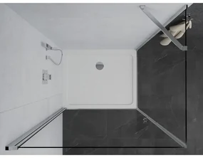 Mexen Pretoria, sprchovací kút 80 (dvere) x 110 (stena) cm, 6mm číre sklo, chrómový profil + biela sprchová vanička, 852-080-110-01-00-4010