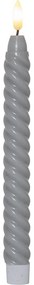 Súprava 2 sivých voskových LED sviečok Star Trading Flamme Swirl Antique, výška 25 cm
