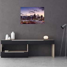 Sklenený obraz metropoly s mrakodrapmi (70x50 cm)