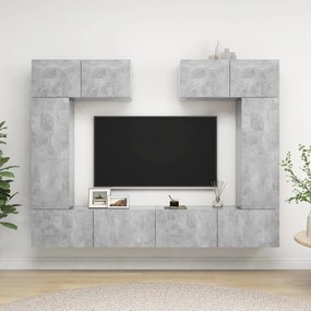 6-dielna súprava TV skriniek betónová sivá drevotrieska