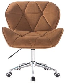 LuxuryForm DESIGN Stolička MILANO VELUR na striebornej podstave s kolieskami - hnedá