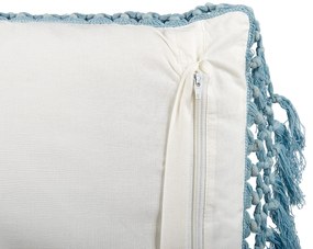 Bavlnený vankúš so vzorom 45 x 45 cm biela/modrá PALLIDA Beliani